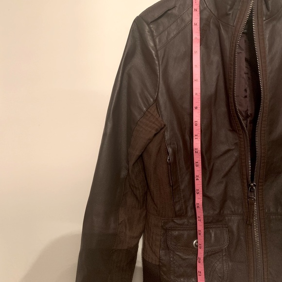 Fitted Brown Leather Jacket, size Large - Picture 7 of 7